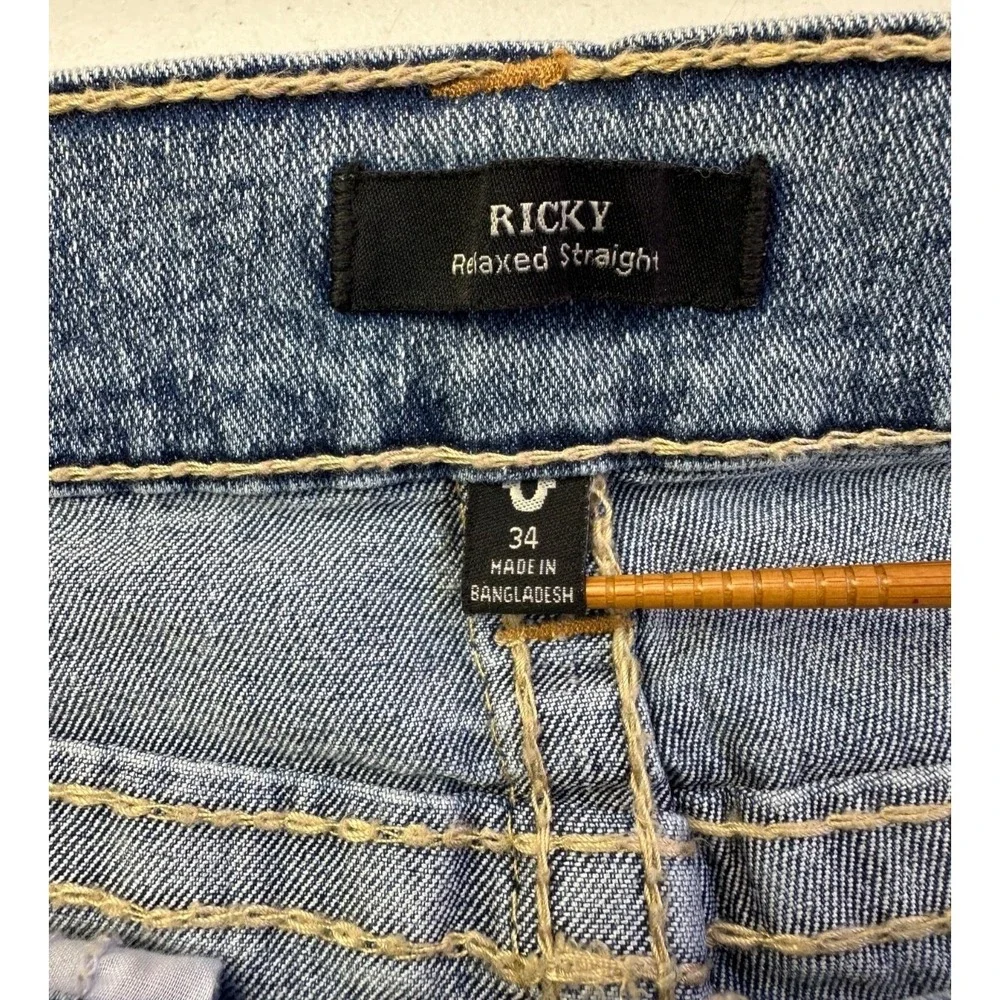 True Religion Ricky Big T Shorts Mens 34 Light Wash Relaxed Flap Denim Y2K Sk8